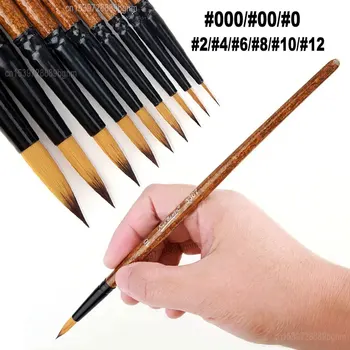 #000 #00 #0 #2 #4 #6 #8 #10 #12 Нейлоновая Подводка Для Волос Pen Painting Brush Для Художественного Рисования Акриловым Маслом, Акварелью, Гуашью, Тонкой Линией