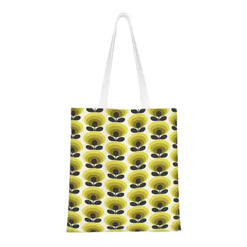 Модные сумки Orla Kiely с овальным цветком для покупок, многоразовые сумки для покупок в скандинавском геометрическом стиле, холщовая сумка для покупок через плечо