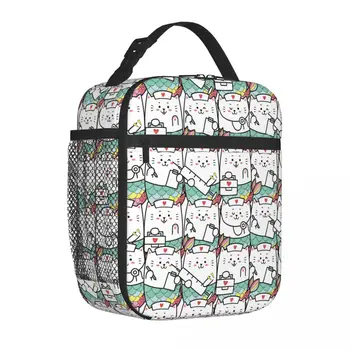 Милая кошечка-русалка, медсестра с медицинским рисунком, изолированные сумки для ланча, термосумка, контейнер для еды, сумка для ланча, сумка для еды, школьная сумка для путешествий