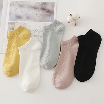Прямая поставка, 5 пар носков, женские тонкие сетчатые хлопковые женские носки с низкой трубкой, дышащие повседневные короткие носки в японском стиле