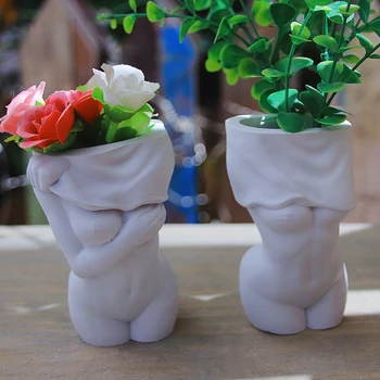 Застенчивая раздевающаяся женщина ваза силиконовая форма цветочный горшок ручной работы держатель для ручек форма из смолы в горшке ароматерапия гипсовые украшения