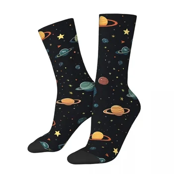 Space The Final Pattern Planets Счастливые мужские носки Винтажные носки The Stars в стиле хип-хоп Crazy Crew с подарочным рисунком
