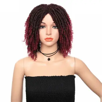 Синтетический парик с дредами, Омбре, черный/Бордовый 99j, Плетеный крючком, 6-дюймовый синтетический парик для чернокожих женщин/мужчин