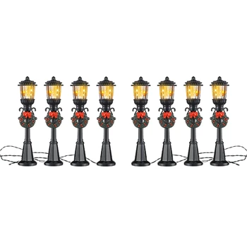 8 шт. Мини Рождественский фонарный столб, лампа для поезда, Миниатюрный уличный фонарь, декоративные светильники для кукольного домика 