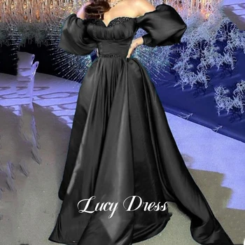 Вечернее платье Lucy с пышными рукавами, вечерние платья, женское элегантное вечернее платье для женщин 2023, Изящные атласные блестки на груди, выпускной