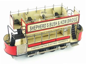 Винтажная модель железного автомобиля ручной работы, декоративные поделки, Великобритания, Лондон, Винтажное украшение для двухместного экскурсионного автобуса