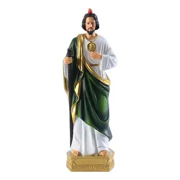 Декор христианской статуи Статуи Святых из смолы в белозеленых одеждах Статуи Святых для декора христианского сада Религиозные