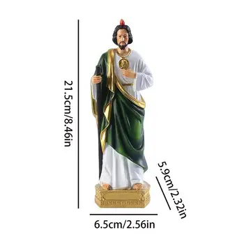 Декор христианской статуи Статуи Святых из смолы в белозеленых одеждах Статуи Святых для декора христианского сада Религиозные 5