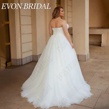 EVON BRIDAL Элегантные Свадебные платья в стиле Милой невесты, большие размеры, свадебные платья без рукавов, Трапециевидные Тюлевые платья на заказ, Vestidos De Novia 0