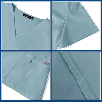 Медицинская униформа Scrubs, женские Аксессуары для медсестер, медицинские скрабы, Топы + брюки, однотонная больничная униформа для женщин, Оптовая цена 1