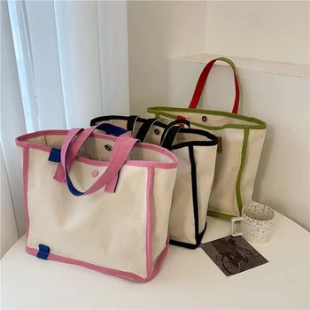 2023 Повседневных сумки-тоут для женщин, многоразовая холщовая сумка-тоут большой емкости, хозяйственная сумка, высококачественная повседневная сумка через плечо 1