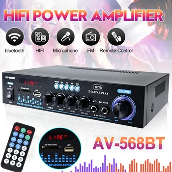 100V-240V 12V Аудио Усилитель 60Wx2 Канала 2.0 Цифровой для Домашнего Автомобиля Мощный Bluetooth HIFI Стерео Сабвуфер Усилитель Поддержка USB FM