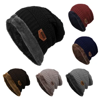 Мужская теплая вязаная зимняя шапка, мягкие шапки, зимняя шапка для женщин, Унисекс, осенне-зимние вязаные шапки, 6 цветов