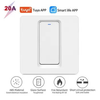 Умный выключатель водонагревателя Tuya Wifi 20A для приложения Smart Life Настенный выключатель с дистанционным управлением синхронизацией Работа с домашней Alexa