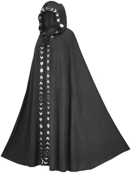 Средневековый винтажный готический плащ с капюшоном на Хэллоуин, накидка вампира, дьявола, волшебника, халат на Хэллоуин 2