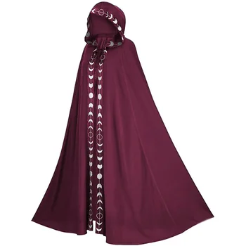 Средневековый винтажный готический плащ с капюшоном на Хэллоуин, накидка вампира, дьявола, волшебника, халат на Хэллоуин 3
