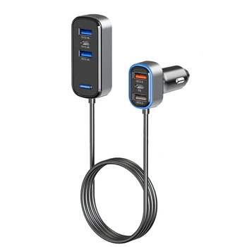 Автомобильное зарядное устройство Super Mini USB C мощностью 75 Вт, автомобильное зарядное устройство USB C, цельнометаллическое автомобильное зарядное устройство с 6 портами (черное)