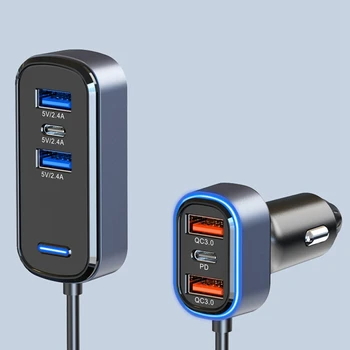 Автомобильное зарядное устройство Super Mini USB C мощностью 75 Вт, автомобильное зарядное устройство USB C, цельнометаллическое автомобильное зарядное устройство с 6 портами (черное) 5
