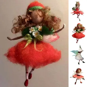 Маленькая кукла-фея, материал для валяния шерстяными иглами своими руками, набор для рукоделия из шерстяного войлока, набор для рукоделия, подарки для валяния иглами