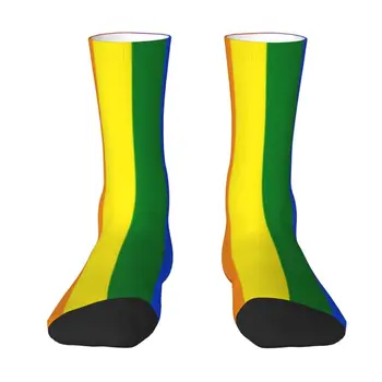 Кавайные Мужские Носки С Флагом Гей-Прайда В полоску Унисекс, Удобные Теплые Носки С 3D принтом GLBT, ЛГБТ, Радужные Носки Для Лесбийской команды 0