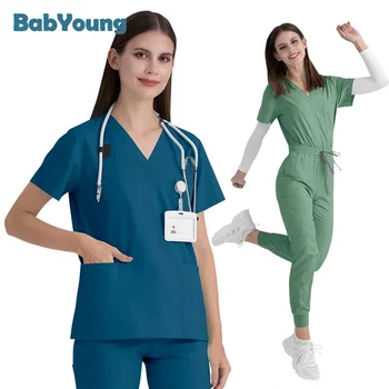 Многоцветная унисекс с короткими рукавами, униформа аптечной медсестры, рабочая одежда больничного врача, униформа для хирургии полости рта, Медицинские скрабы, наборы