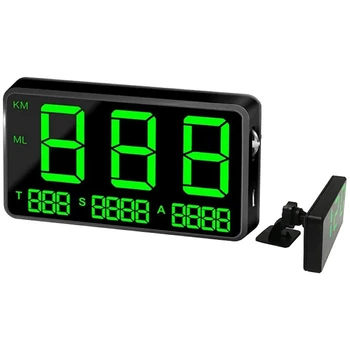 Автомобильный HUD-дисплей, цифровые GPS-спидометры с предупреждением о скорости миль / ч / км / ч, сигнализация об усталости при вождении, 4,5-дюймовый светодиодный экран 0