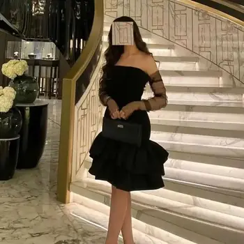 Черное вечернее платье без бретелек длиной до колен, русалка, платья для выпускного вечера, праздничные коктейльные платья, Саудовская Аравия, женские для особых мероприятий