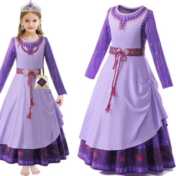 Взрывное фиолетовое платье для модной девушки из хлопчатобумажной ткани, мягкое и милое платье для косплея, выход на сцену на Хэллоуин, платье принцессы с длинными рукавами