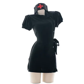 Униформа медсестры в стиле Харадзюку в стиле панк, Ультракороткое платье, Сексуальное нижнее белье, женская юбка с разрезом, Домашняя пижама, униформа для косплея, костюмы танцовщиц. 5