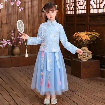 Ханфу в китайском стиле для девочек, милое детское старинное платье Супер Феи, косплей.