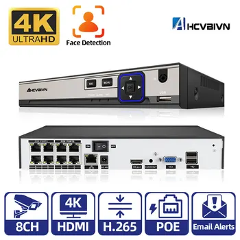 8-Канальный POE NVR IP-камера Безопасности Система Видеонаблюдения CCTV P2P 8mp 4K Сетевой Видеомагнитофон H.265 Motion Face Detect HD NVR