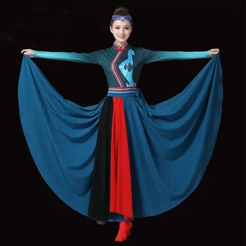 Женские костюмы для танцев монголов, костюмы этнических меньшинств для взрослых, современные этнические монгольские танцевальные костюмы Hongyan, костюмы для выступлений.