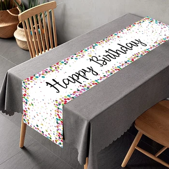 Полиэфирная Настольная Дорожка Happy Birthday Party Decoration Дети Взрослые Цветные Пятна Happy Birthday Table Cover Home Party Supplies