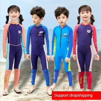 Детский купальник, солнцезащитный крем, цельный купальник с длинными рукавами для девочек, купальник для мальчиков, купальник для девочек, купальник для дайвинга, серфинга