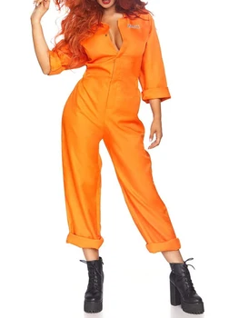 Семейный костюм на Хэллоуин, комбинезон для косплея заключенного, длинный рукав, пуговицы, тюремный криминальный боди для вечеринки