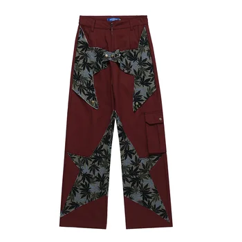 Винтажные хип-хоп мешковатые брюки-карго с нашивками в виде звезд, мужские Harakuju, уличная одежда, свободные брюки для мужчин в стиле пэчворк