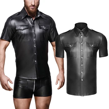 Осенний Топ для мужчин\\\\\\\\\\\\\\\' мужская одежда Regular S-2XL, Однотонная футболка с коротким рукавом, Блузка, Форменная рубашка, Мокрый вид, Черный
