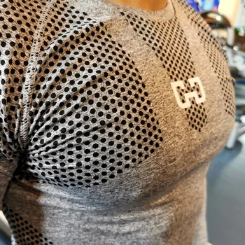 Мужская быстросохнущая спортивная футболка для фитнеса, облегающая мужская компрессионная футболка для спортзала, футболка для бодибилдинга 3