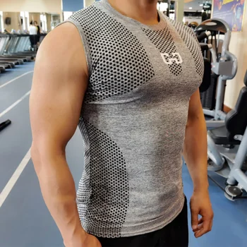 Мужская быстросохнущая спортивная футболка для фитнеса, облегающая мужская компрессионная футболка для спортзала, футболка для бодибилдинга 4