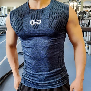 Мужская быстросохнущая спортивная футболка для фитнеса, облегающая мужская компрессионная футболка для спортзала, футболка для бодибилдинга 5
