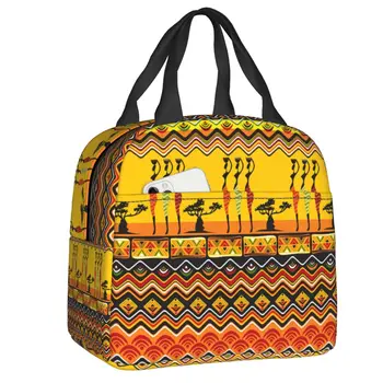Изготовленная на Заказ сумка для ланча с Африканским этническим рисунком, Женские Ланч-боксы с теплой изоляцией, школьные Ланч-боксы для детей