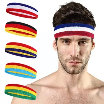 Красочные спортивные повязки на голову Растягиваются, эластичные футбольные повязки для волос Впитывают пот, смешанный с бегом, теннисные повязки, пот, хлопок для йоги Hea J7J4