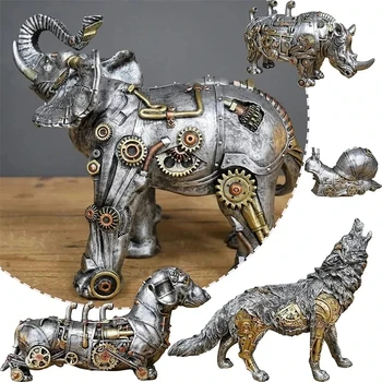 Скульптура животного в стиле Стимпанк, Механический орнамент Животного, Украшение тяжелой промышленности, Механическое украшение из смолы