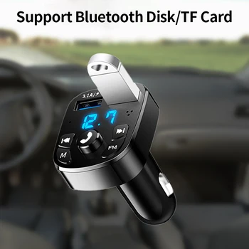 Автомобильный FM-передатчик Bluetooth 5,0 Беспроводной Комплект Громкой Связи С Двумя USB-Автомобильными Зарядными Устройствами 3.1A MP3-Плеер TF Карта U Диск AUX Авто FM-Модулятор
