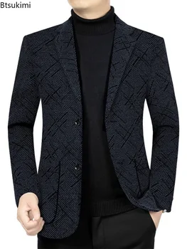 Мужские Официальные Деловые Блейзеры Корейского дизайна, Однобортные Костюмы, Пальто 2024 года, Высококачественные Мужские Приталенные Блейзеры, Куртки Размера 4XL
