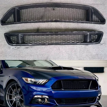 Сетчатая решетка переднего бампера автомобиля из настоящего углеродного волокна для Ford Mustang 2015 2016 2017 Автомобильный стайлинг