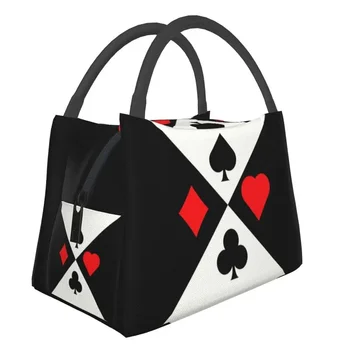 Изолированная сумка для ланча Poker Four Suits для женщин, игроков в карточные игры, сменный холодильник, термальная коробка для бенто для работы и путешествий
