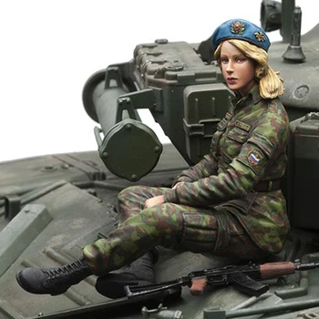 Ручная работа, модель из смолы 1/16, Женская пехота без танка, белая модель 1