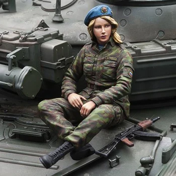 Ручная работа, модель из смолы 1/16, Женская пехота без танка, белая модель 2