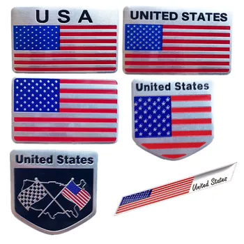 3D металлическая наклейка с американским флагом, Наклейка с эмблемой, наклейка на бампер для авто, 3D Маркировка кузова из алюминиевого сплава, Боковая этикетка, новая